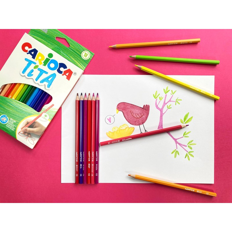 CARIOCA Tita Colouring Pencils - Bright and Washable Colours, Extra