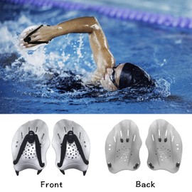 Winmany 1 Pair Hand Paddles for Swimming Swim Paddles with Adjustable Straps Power Strength Training Aid Pool Exercise Equipment Accessories for Adults Kids Children Unisex (Silver Grey),One Size