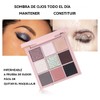 Paleta de Sombras de Ojos 9 Colores, Resistente al Agua
