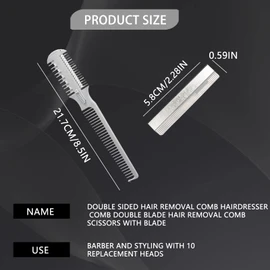 2Pcs Dual Side Hair Thinning Comb Hair Cutter Comb Double Edge Hair Removal Comb Hair Cutting Scissor with Blade for Hair Cutting and Styling,Comes with 10 Replacement Heads