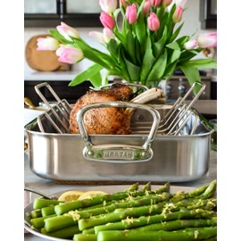 Hestan - Stainless Steel Classic Roaster with Rack, Induction Cooktop Compatible