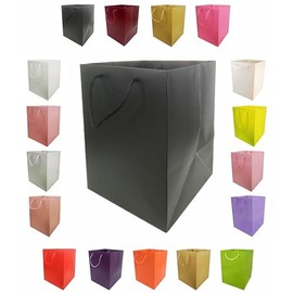 Glossy Vibrant Flower Gift Bag, Bouquet Vase | Valentines | Anniversary | Love | Transportation Display (1, Black)