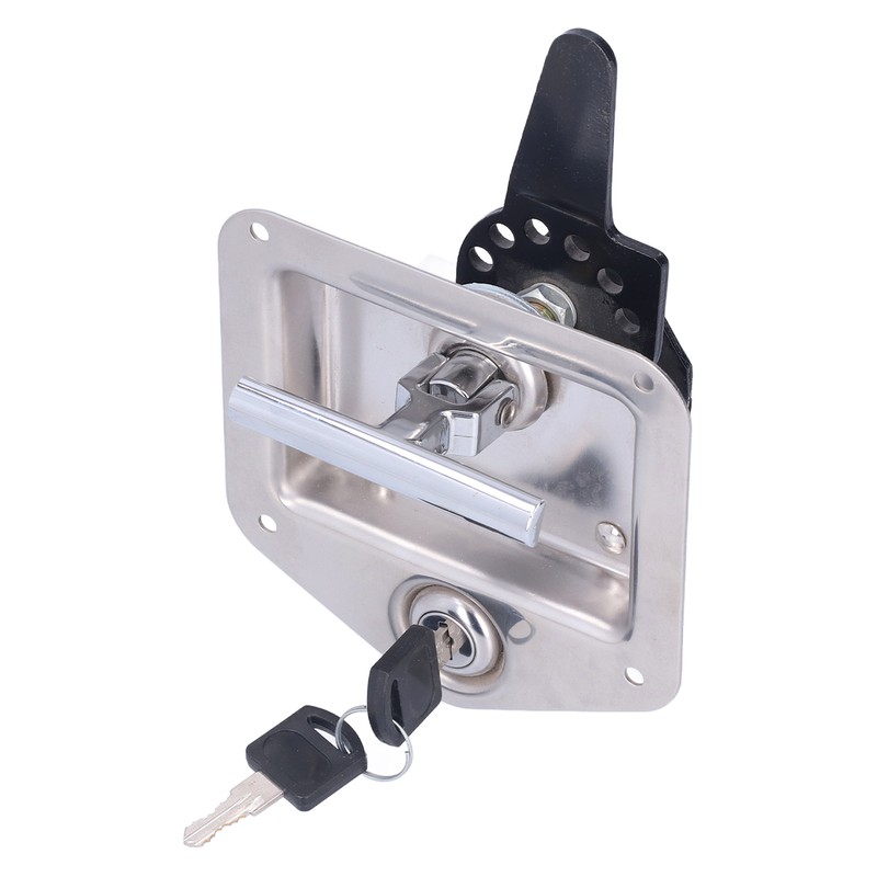Trailer Door Latch T Handle with 2‑Key Stainless Steel Chrome