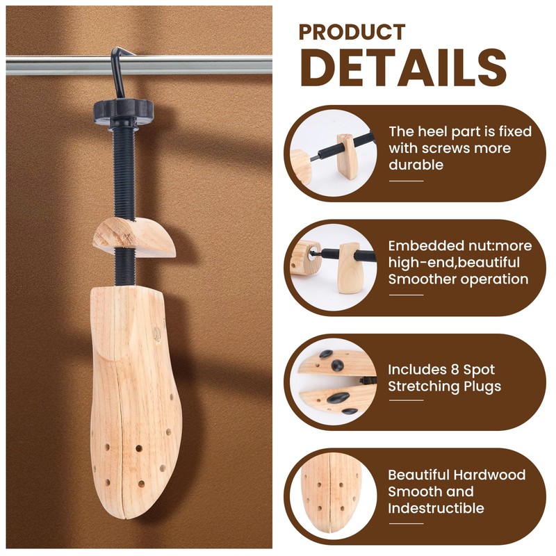 LuckySlycyc 4-Way Adjustable Shoe Stretcher for Wide Feet & Bunions