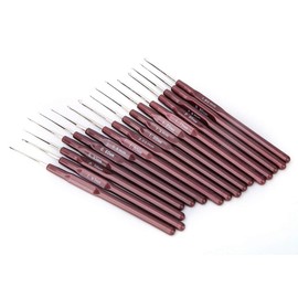 16PCS Lace Crochet Hook Set with Plastic Handle Stainless Steel Knitting Needle for DIY Sewing Tool