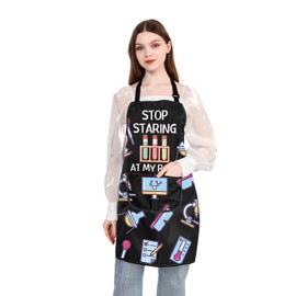 PLITI Lab Technician Apron With Pockets Science Lab Apron For Stop Staring At My Rack Medical Laboratory Lab Technician Gift (Stop Staring APU)