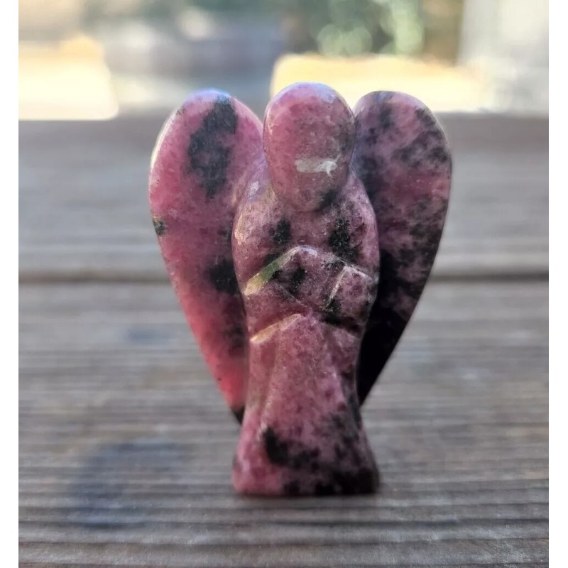 NATURAL 2" RHODONITE STONE HANDCARVED GEMSTONE ANGEL