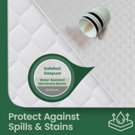 SafeRest Sleepure 100% Waterproof Twin Size Quilted Mattress Protector - Viscose Derived from Bamboo - Fitted with Stretchable Pockets - Machine Washable Cotton Mattress Cover for Bed