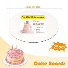 Yeplan Yeplan 25 Packs White Cake Boards,Cake Boards 10 inch Round,Food-graded Corrugated Cardboard Cake Rounds,Waterproof and Oil-proof Cake Plate for Cake DIY,Dessert and Crafts Display