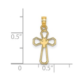 JewelryWeb 11mm 14k Gold Religious Faith Cross With Dove Cut out - Pendant Necklace for Women