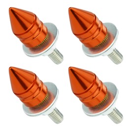 Arenbel License Plate Spike Bolts Car Tag Screw Motorcycle Frame Fasteners Nuts Kit Fit Vehicles Motorcycle Trucks SUV, 4Pcs Orange