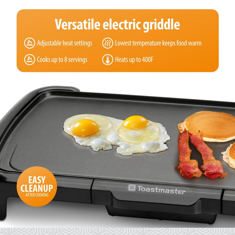 Toastmaster Electric Griddle - Flat Top Nonstick Griddle - Cookware