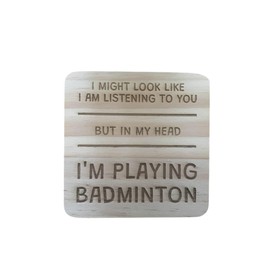 Ashton and Finch Funny Badminton Coaster Laser Engraved Gift Wooden