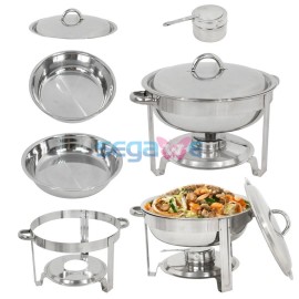 Segawe Set of 4 Round 5 Quart Chafing Dish Catering Stainless Steel Banquet Buffet Tray