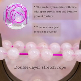 DAZCOLO Natural Gemstone Bracelet 7.5 In Stretch Gems Stones 8mm (0.31") Round | Beads Healing Crystals Quartz | Chakra Bracelet | Y2K | Bracelets for Women Men Girls Gifts (Unisex) (Rose Quartz)