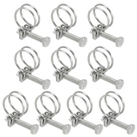PATIKIL 19-22mm Adjustable Double Wire Hose Clamp, 10 Pcs 304 Stainless Steel Wire Hose Clips Pipe Tube Clamps for Dust Collection Rubber PVC Pool Pump Hose