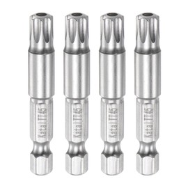 HARFINGTON 4pcs TT45 Star 7 Point Screwdriver Bit 1/4" Hex Shank 2" Length Magnetic Security Torx Screw Driver Power Tool