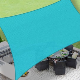 LOVE STORY 12' x 16' Rectangle Turquoise Blue Sun Shade Sail Canopy UV Block Awning for Outdoor Patio Garden Backyard