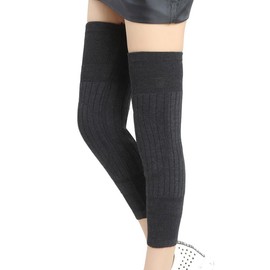 QUUPY Unisex Cashmere Wool Knee Pads Winter Warm Thermal Knee Warmer Sleeves for Men and Women (Dark Grey)