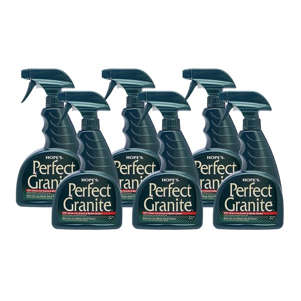 HOPE'S Perfect Granite & Marble Countertop Cleaner, Stain Remover and Polish, Streak-Free, Ammonia-Free, 22 Ounce, Pack of 6