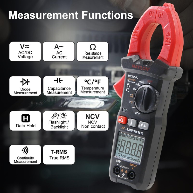 MAYILON MY2600C Digital Current Clamp Meter Auto Ranging Multimeter Measures