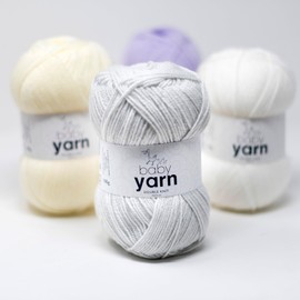 Korbond Baby Yarn - Cream - 2 x 100g Acrylic Wool - Lightweight, Hypoallergenic & Durable Double Knit Crochet Yarn Knitting Wool