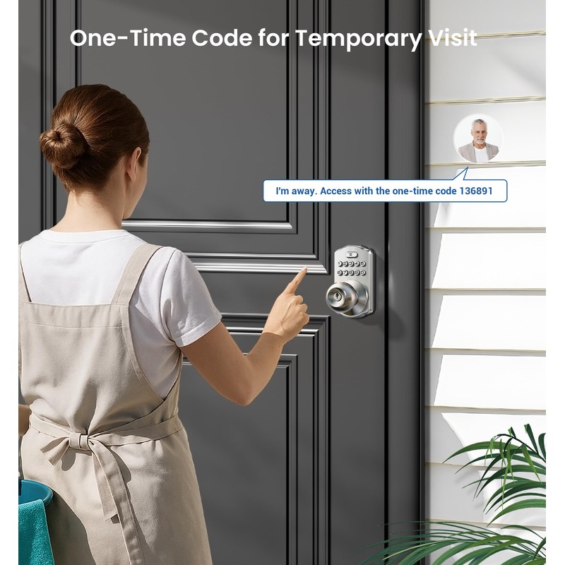 Veise Keypad Door Knob Lock, Keyless Entry Digital Lock with