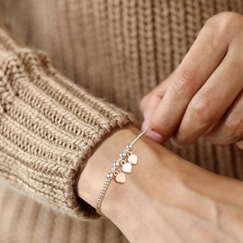 KENIY 30th Birthday Gifts for Women, Silver Heart Bracelets for Women with Birthday Cards, 925 Sterling Silver Bracelets Adjustable, 30th Birthday Gift Ideas for Mum Daughter Auntie Sister Friends