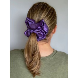 Raven Lane Purple Silky Satin Scrunchie | Big Scrunchies | Fashion Hair Ties | Team Colors