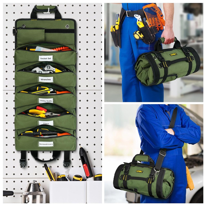 Tool Bag,Large Roll Up Tool Bag Organizer,13 Pockets Tool Roll