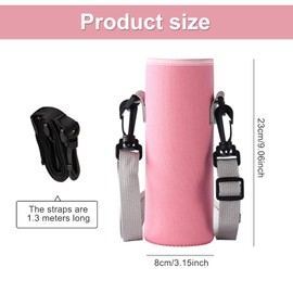 TSHAOUN Pack of 2 Water Bottle Covers, 8 x 23 cm, Large Carry Bag for Water Bottles, Sports Water Bottle Cover, Insulated Bag for Water Bottles for Sports, Hiking, Travel, Campus (Black, Pink)