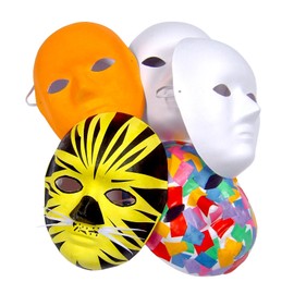 Plain White Cane Fibre Face Masks Biodegradable Fancy Dress Paper Mache Lot Arts & Craft (10 Masks)