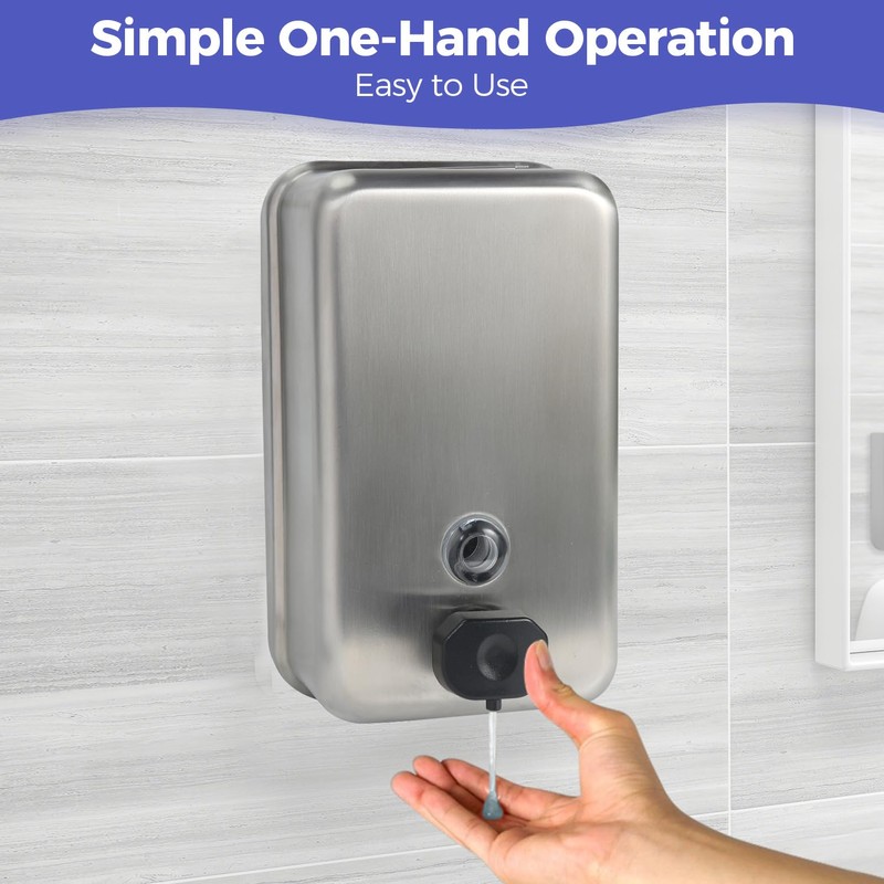 Stardrix Heavy Duty Stainless Steel Wall Mount Soap Dispenser, 1100ml/37oz,