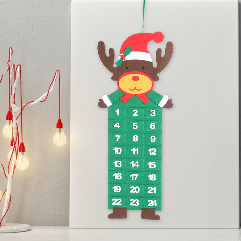 Christmas Themed Cute Felt Countdown Calendar Xmas Home Hanging DecorationElk