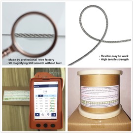 Ingpro 3/16" AISI 316 Stainless Steel Cable, Wire Rope for Cable Railing,Corrosion Resistance Grade (7x7 300FT)