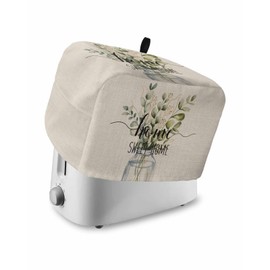 LaBLUUX Toaster Dust Cover with Pockets, Rustic Spring Sweet Home Green Eucalyptus Leaves Beige Soft Washable 2 Slice Toaster Cover, Dust-proof, Stain-proof, Water Repellent, Polyester