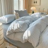 Nayoroom Gingham Duvet Cover Queen Size Blue White Plaid Checkered