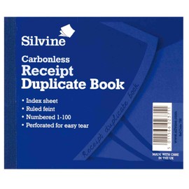 Pack of 3 - Silvine Duplicate Receipt Book (720) Carbonless Numbered 1-100 - 100 Pages 50 Sheets Per Book