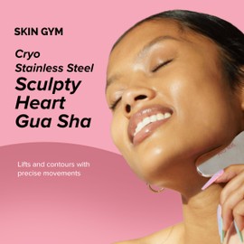 SKIN GYM Cryo Stainless Steel Sculpty Heart Gua Sha, Cooling Facial Massage Tool for Sculpting and Relaxation