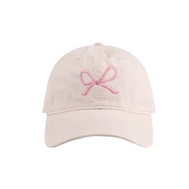 Sumleno Womens Trendy Cute Bow Baseball Cap Y2k Aesthetic Preppy Sun Cap Hiking Travel Trucker Hat Accessories (Beige Pink,one Size)