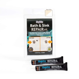 MagicEzy Bath & Sink RepairEzy - Repair Kit - Porcelain, Acrylic, Enamel Sink, and Fiberglass Bathtub Repair Kit - Shower Base Refinishing - Chipped Repair Kit (Beige & White)