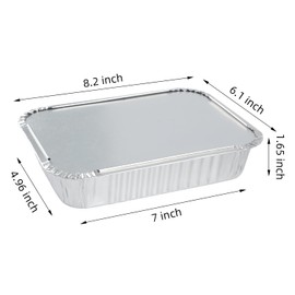 WANBAO 150 PACK 8.3"x6.2" Disposable Tin Foil Pans with Lids 2.25LB Aluminum Pans To Go Containers for Cooking, Baking, Catering Party Meal Prep, Take Out, Freeze