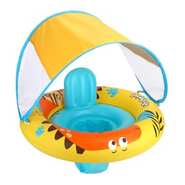 SPF 50+ Swim Ring for Children, Baby Boat, Float, Foot Holder, Removable Sun Shade, Swimming Aid, Sunscreen, Bathing, Beach, Summer Goods, Outdoor Play, Travel, Summer Vacation, Outdoors, Heat
