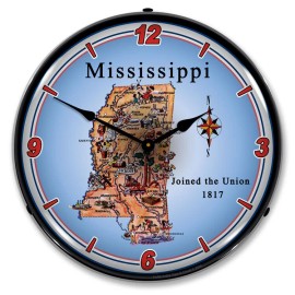 Unbranded State of Mississippi LED Backlit Clock