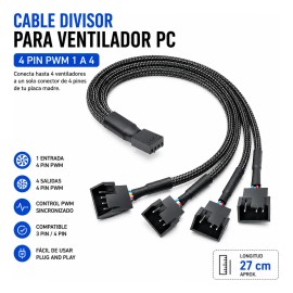 Fan Splitter Cable Divisor Ventilador Pc 4 Pins Pwm 1 A 4