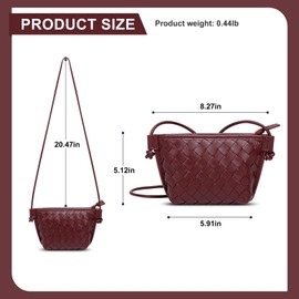 ZHDGUZG Woven Crossbody Bags for Women,Handwoven Small Purses for Women,Vegan Leather Handbag Trendy Shoulder Bag (Wine)