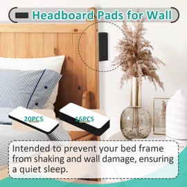 Gfdoso 36Pcs Headboard Pads, 16Pcs (15mm)+20Pcs (5mm) Wall Protector, EVA Foam Headboard Stoppers for Wall, Bed Frame Noise Stopper, Couch Stoppers Anti-Vibration and Headboard Bumpers (Black)