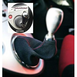 The Tuning Shop Gear Gaiter Suede Red Stitching compatible with Honda Civic 2001-2005