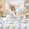 Bear Baby Shower Decorations,260pcs All-in-1 Blue Bear Party Decorations Plates