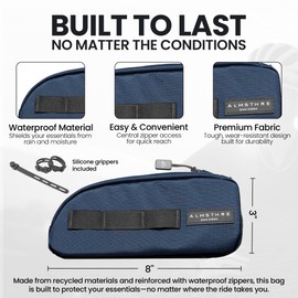 ALMSTHRE Top Tube Bag 8'' x 2'' x 3'' - Cosmic Blue | Waterproof, Secure & Stable – Universal Bike Storage with Versatile Mounting – Fits Essentials | Adventure-Ready Cycling Gear